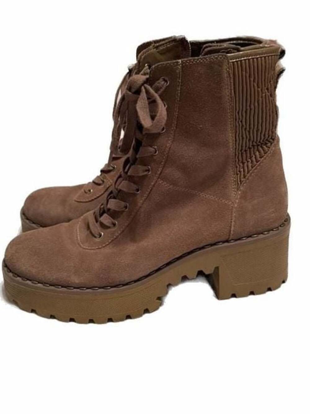 Vince Camuto Movelly Suede Lace-Up Platform Combat Boots in Tuscan Taupe